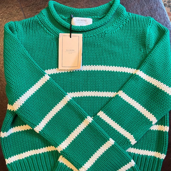 NWT La Ligne Mini Marin Sweater Striped Knit Cotton Crop small - Picture 8 of 11